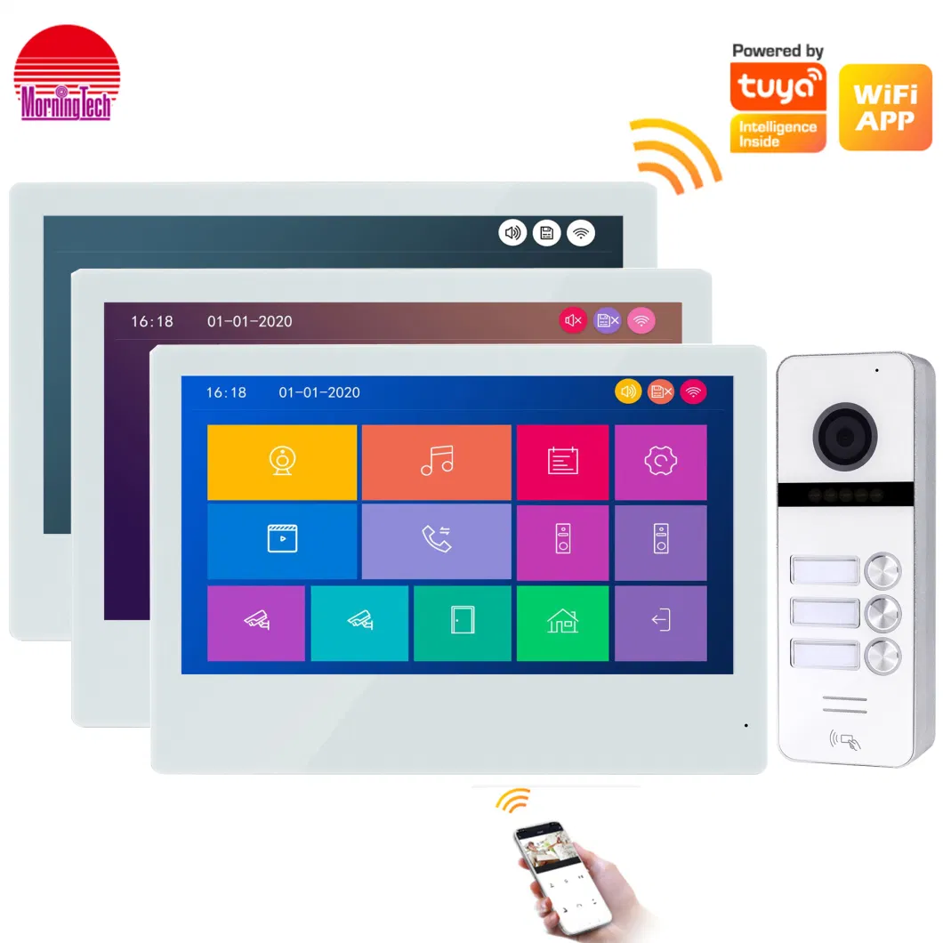 Android Ios Remote 7" Color Display Wireless Video Door Phone Building Apartment Video Intercom Kit Doorbell Entry Access System